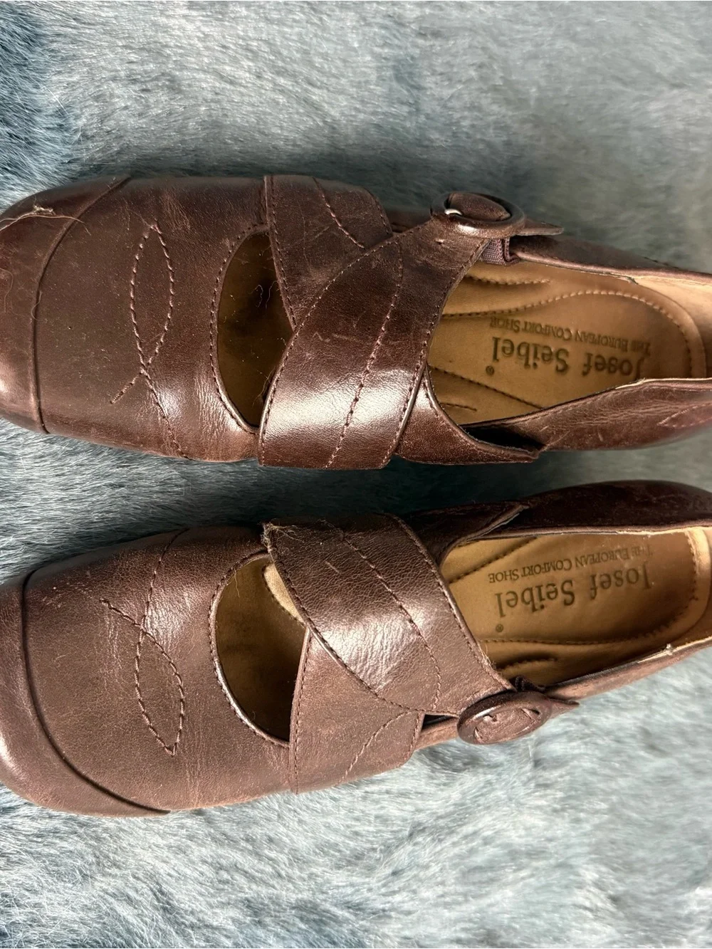 Josef Seibel Brown Leather Mary Jane Comfort Shoes EU 37